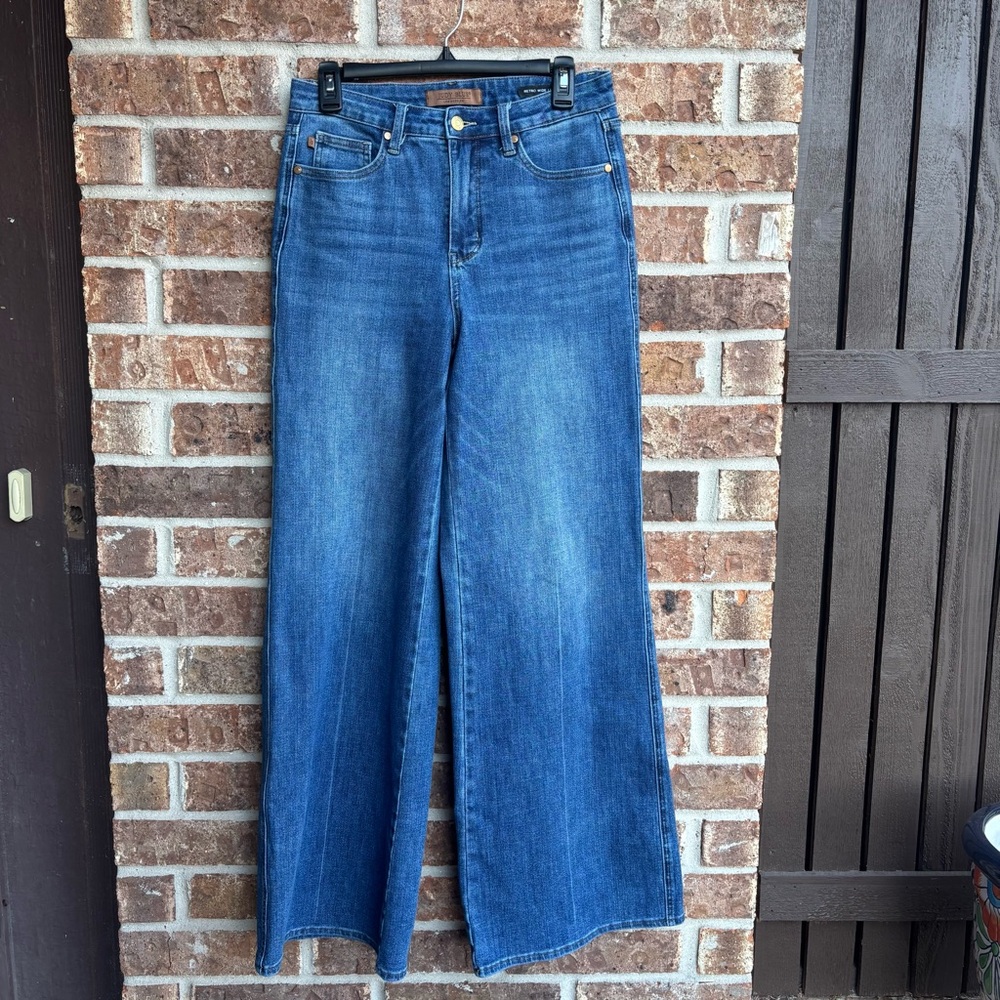 Judy Blue Women's Wide Leg Flare Jeans - Medium Blue Wash